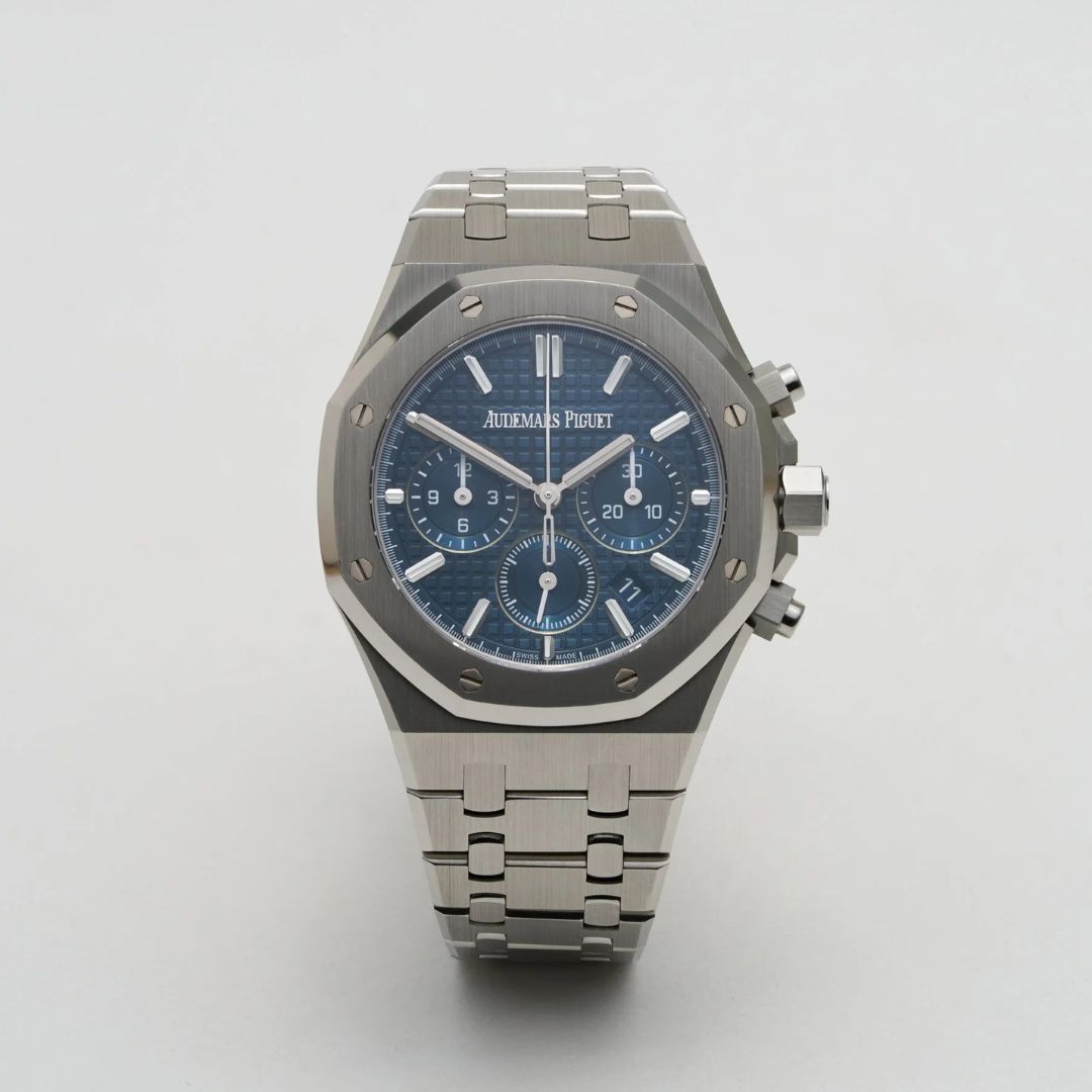 AP905+Audemars+Piguet+Royal+Oak+26715ST+Blue+Dial+Chronograph+38mm-1 Audemars Piguet Royal Oak Chronograph Blue Dial Full Set - Image 1