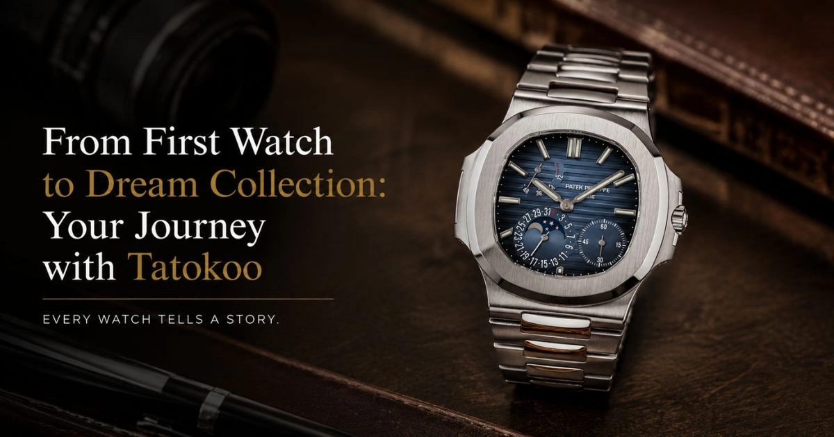 Tatokoo watch journey showcasing collectors building their luxury watch collection from their first timepiece to a dream collection of exceptional watches.